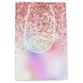 Paarse Eenhoorn Regenboog Glitter Medium Gift Bag Medium Cadeauzakje (Voorkant)