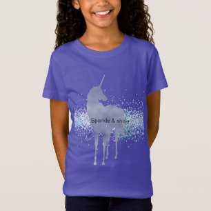 Paarse Eenhoorn Sparkle Aqua Glittery Confetti T-shirt