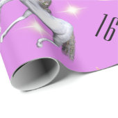 Paarse eenhoornmeisjes cadeaupapier (Rol Hoek)