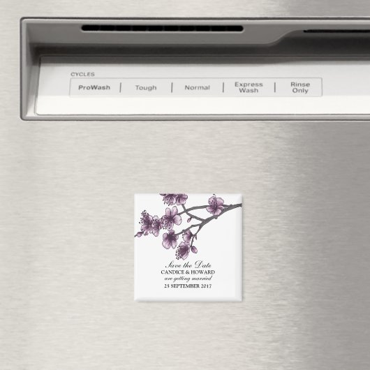 Paarse Eenvoudige Cherry Blossom sparen de Datum M Magneet (Insitu (Vaatwasser))