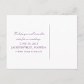 Paarse Eenvoudige Floral sparen het Briefkaart van (Achterkant)