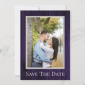 Paarse Eenvoudige Rustieke Foto Bewaar de Datum Save The Date (Voorkant)