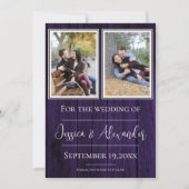 Paarse Eenvoudige Rustieke Foto Bewaar de Datum Save The Date (Achterkant)