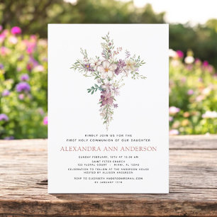 Paarse eerste Heilige Communie Wildflower Kaart
