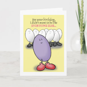 Paarse Egg Humorous Birthday Kaart