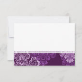 Paarse Eggplant Damask Wedding Response Kaart (Achterkant)
