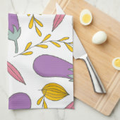 Paarse Eggplant Theedoek (Quarter Fold)