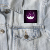 Paarse Eid Mubarak Moon Mosque Vierkante Button 5,1 Cm (In situ)