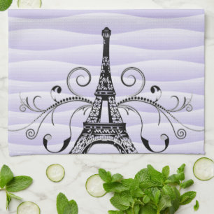 Paarse Eiffel Towel Flourish Kitchen Towel Theedoek