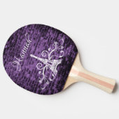 Paarse Eiffel Tower Grunge Ping Pong Paddle Tafeltennisbatje (Zijkant)