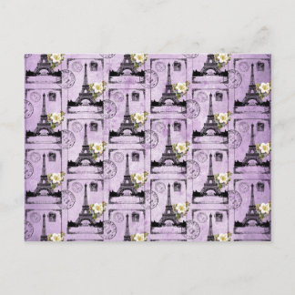Paarse Eiffel Tower Post Card Stampen Briefkaart