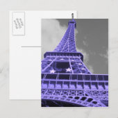 Paarse Eiffeltoren Briefkaart (Voorkant / Achterkant)