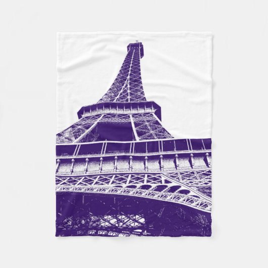 Paarse Eiffeltoren Fleece Deken (Voorkant)