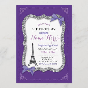 Paarse Eiffeltoren van Paris Birthday Girl Kaart