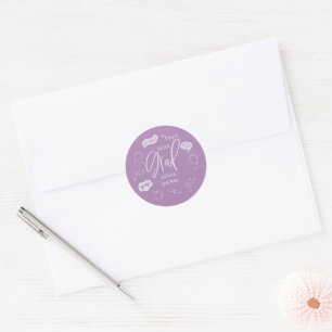 Paarse eigenzinnige Doodle Graduation Party-gunst Ronde Sticker