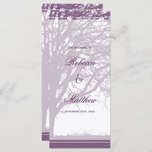 Paarse eikenboom winterhuwelijksprogramma programma (Voorkant / Achterkant)