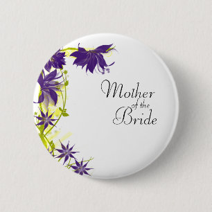 Paarse Eiland Bruiloft Bloemen Moeder van de Bruid Ronde Button 5,7 Cm