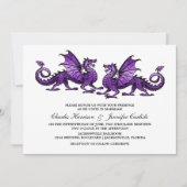 Paarse Elegant Dragon Wedding Invite Kaart (Voorkant)