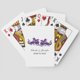 Paarse Elegant Dragons die kaarten spelen