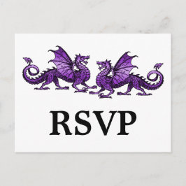 Paarse Elegant Dragons Response Briefkaart