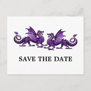 Paarse Elegant Dragons sparen het Briefkaart van d
