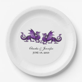Paarse Elegant Dragons Wedding Paper Borden Papieren Bordje
