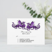 Paarse Elegant Dragons Wedding Response Kaart (Staand voorkant)