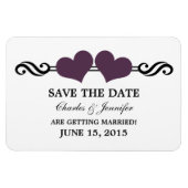 Paarse Elegant Hearts sparen de Magnet van de Datu Magneet (Horizontaal)