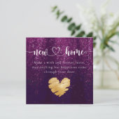 Paarse Elegant New Home Housewarming Kaart (Staand voorkant)