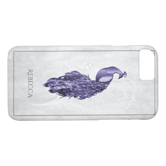 Paarse Elegant Peacock - Gepersonaliseerd Case-Mate iPhone Case (Achterkant (Horizontaal))