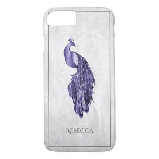 Paarse Elegant Peacock - Gepersonaliseerd Case-Mate iPhone Case (Achterkant)