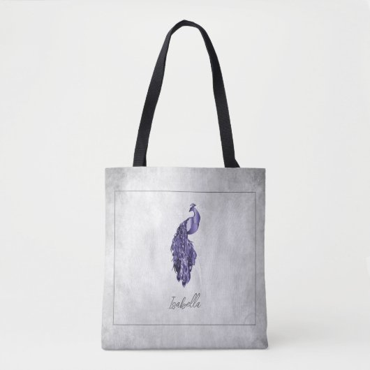 Paarse Elegant Peacock Persoonlijke Canvas tas (Voorkant)