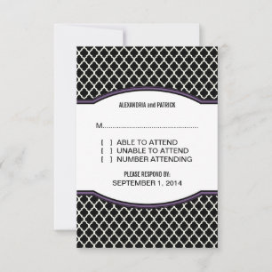 Paarse Elegant Quatrefoil Response Kaart