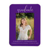 Paarse Elegant Script Photo Afstuderen Magneet (Verticaal)