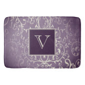 Paarse Elegante Bloei Monogram Badmat (Voorkant)