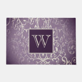 Paarse Elegante Bloeiende Monogram Deurmat (Voorkant)