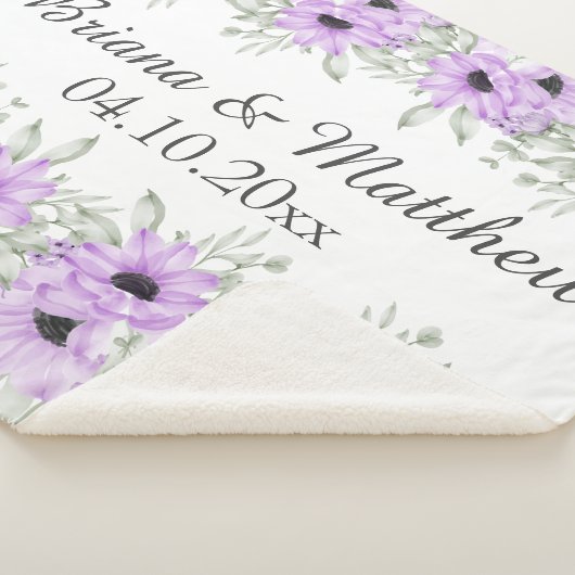 Paarse Elegante Bloemen Vrijgezellenfeest Gift Sherpa Deken (3/4)