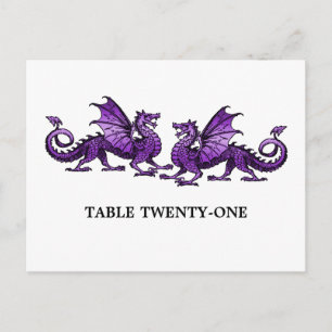 Paarse elegante dragons Tabelnummer Briefkaart
