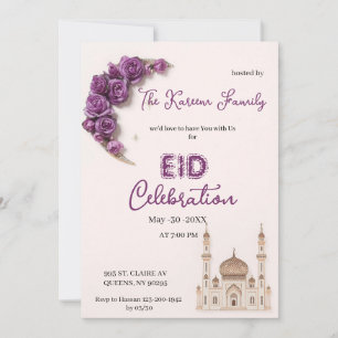 Paarse Elegante Eid-viering Feest Uitnodiging