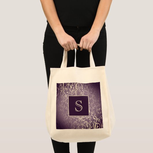 Paarse Elegante Floury Monogram Canvas tas (Voorkant (product))