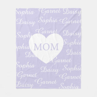 Paarse Elegante Script Familienamen Monogram Hart Fleece Deken