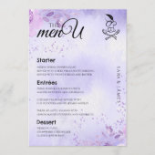 Paarse Elegante Tafel Menu Kaarten (Voorkant)