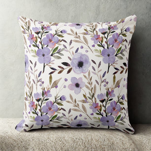 Paarse Elegante wilde bloemen bloemenpatroon Kussen