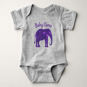 Paarse Elephant Abstract Silhouette Baby Bodysuit