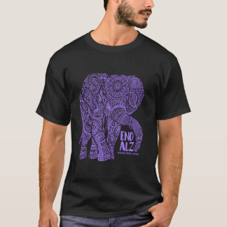 Paarse Elephant Alzheimer Ewareness End Alz T-shirt