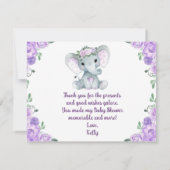 Paarse Elephant Dank je Rozen Girl (Achterkant)