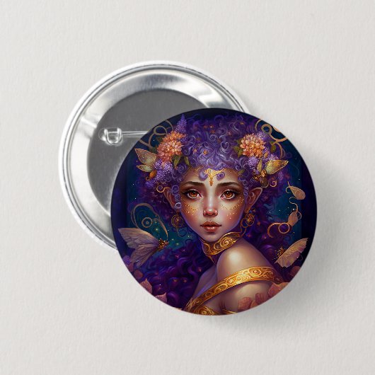 Paarse Elf Fairy Fantasy Art Ronde Button 5,7 Cm (Voorkant /achterkant)