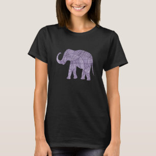 Paarse ellefant geometrische trunk omhoog vrouwen  t-shirt