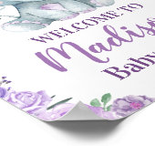 Paarse ellephant welkomstbord, Rozen voor meisjes Poster (Hoek)