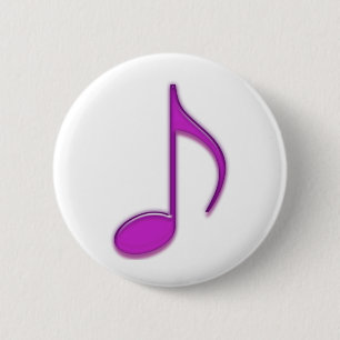 Paarse Embaas 8th Musical Note Ronde Button 5,7 Cm
